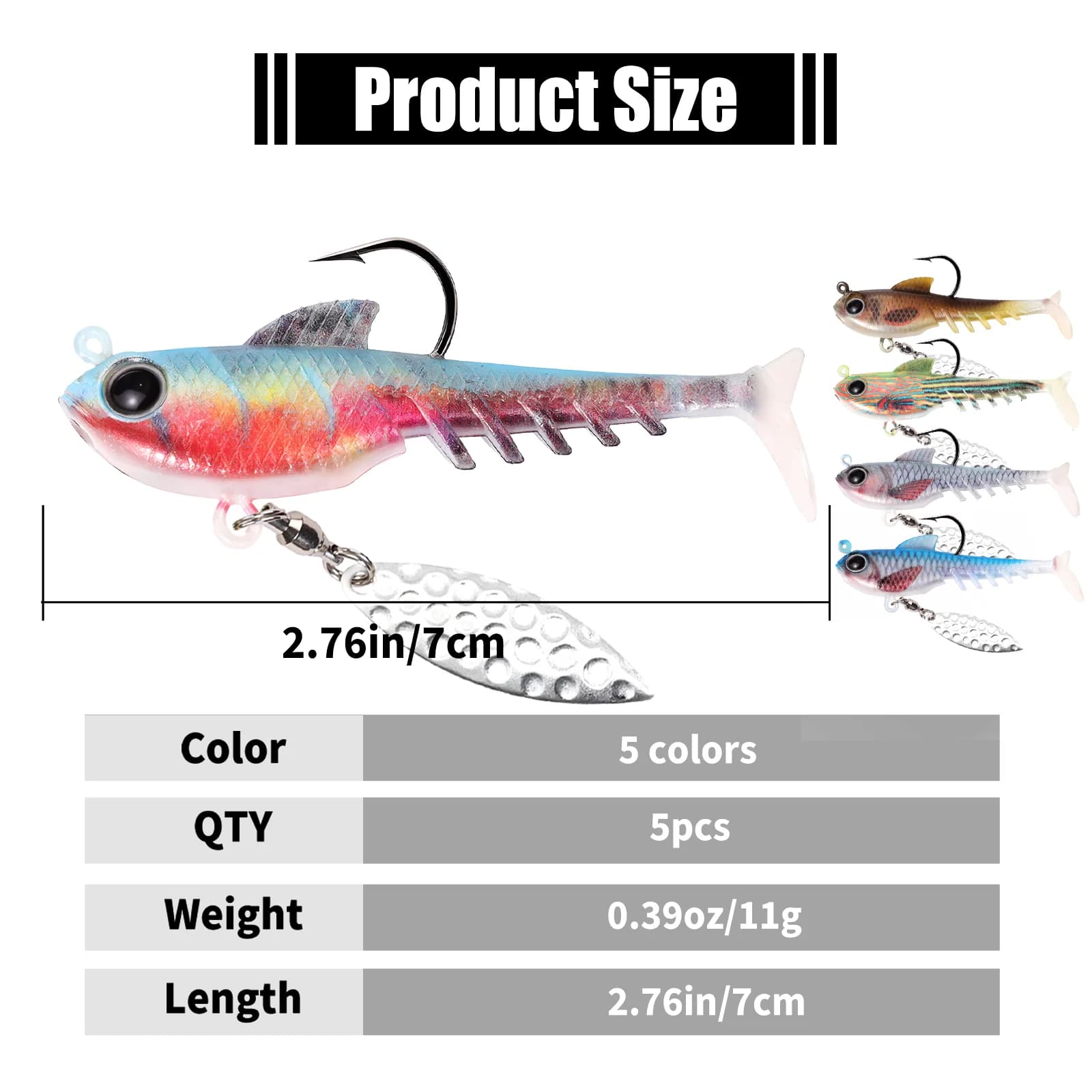Minkšto plastiko swimbait jig galvutė su blakstiena