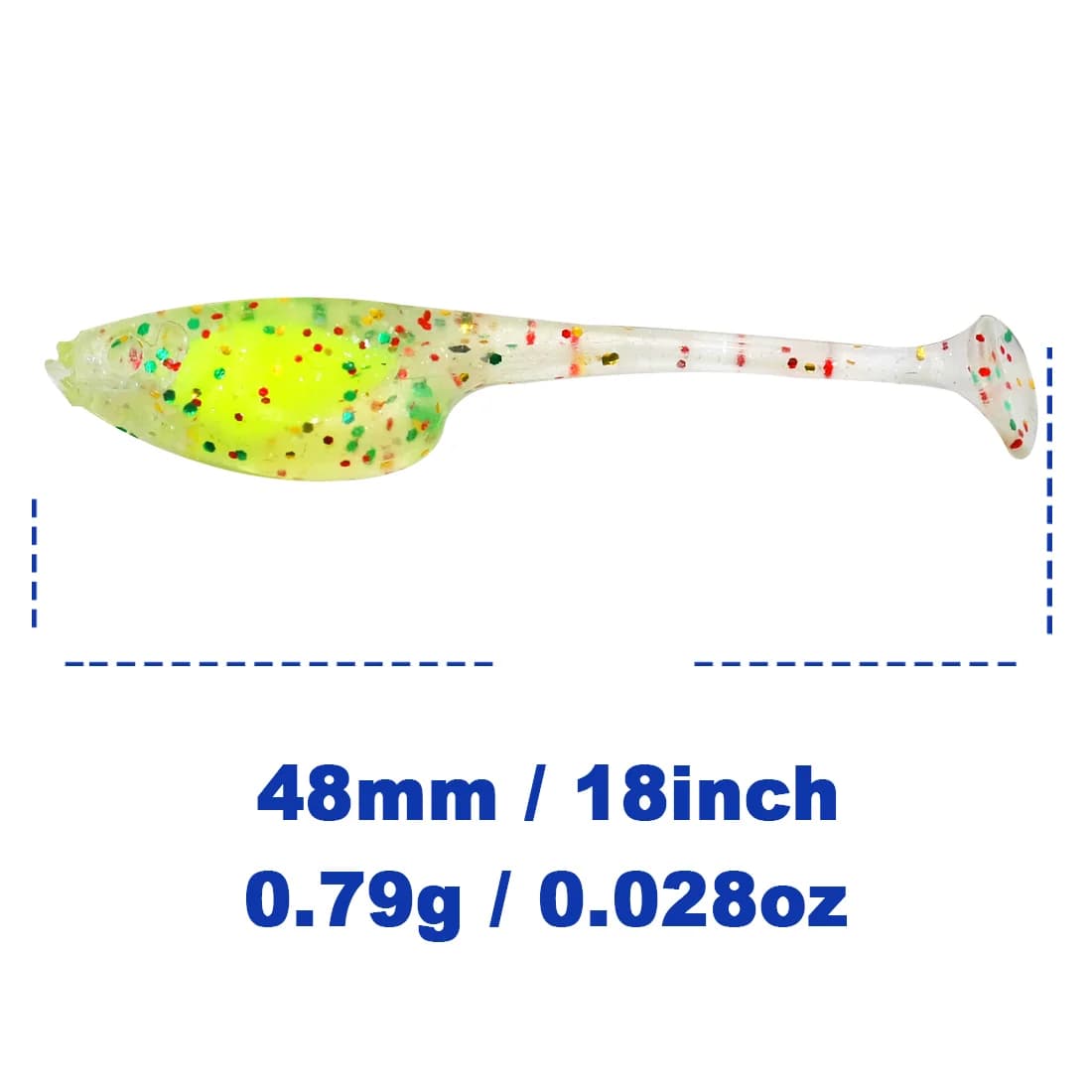 20 vnt. 4,8 cm minkšto plastiko uodeginių swimbait'ų