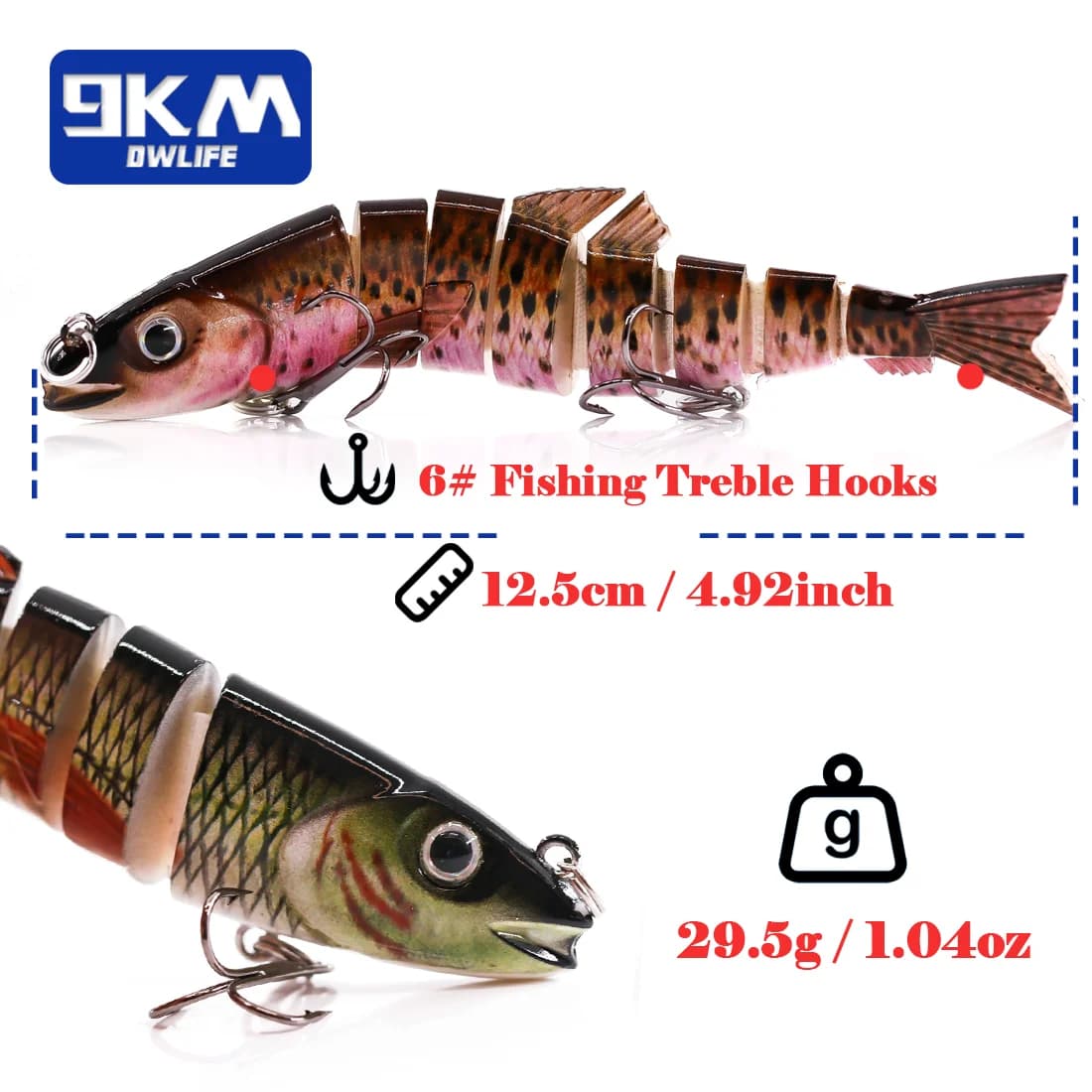 12,5 cm daugiasegmentis sukamas swimbait dirgiklis