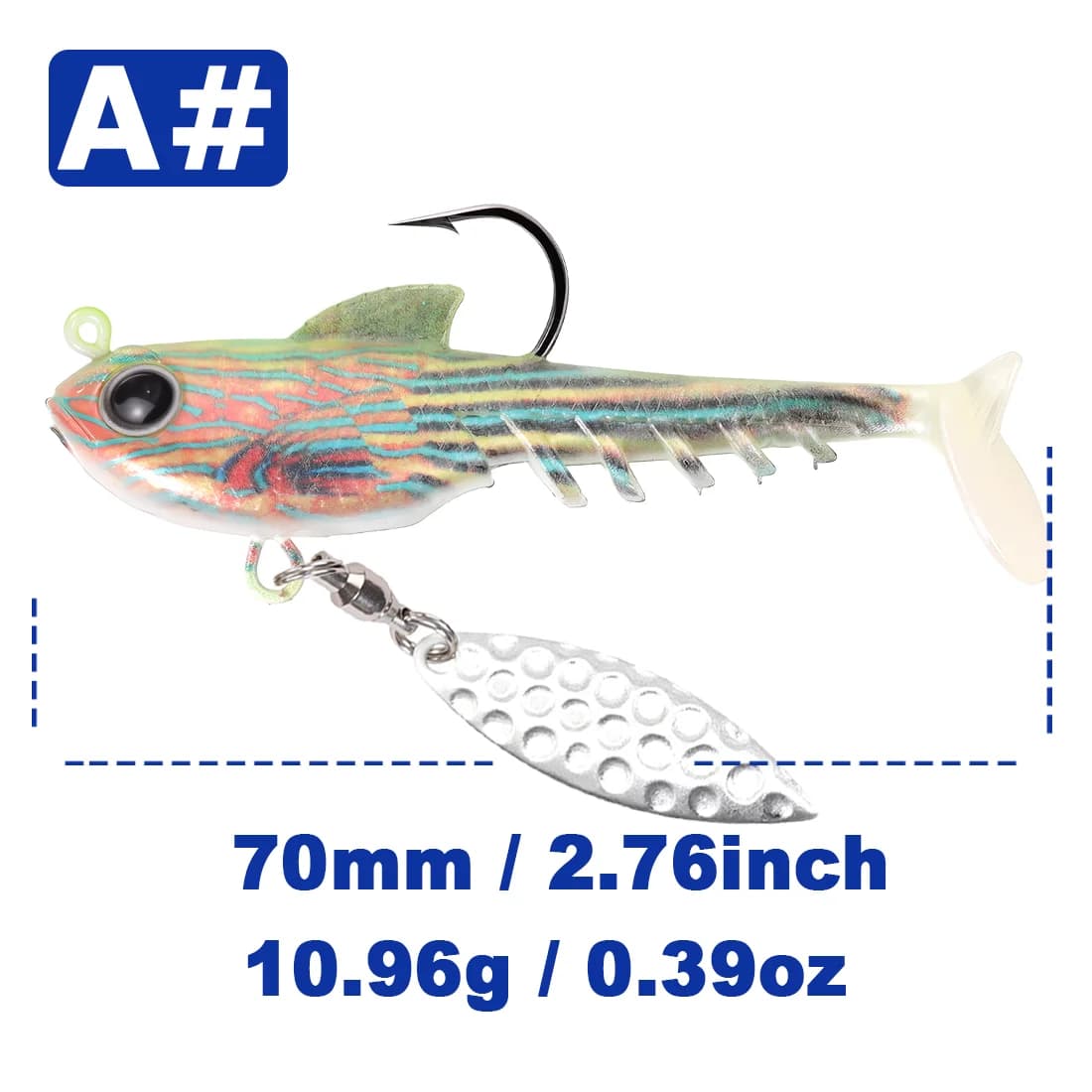 Minkšto plastiko swimbait jig galvutė su blakstiena