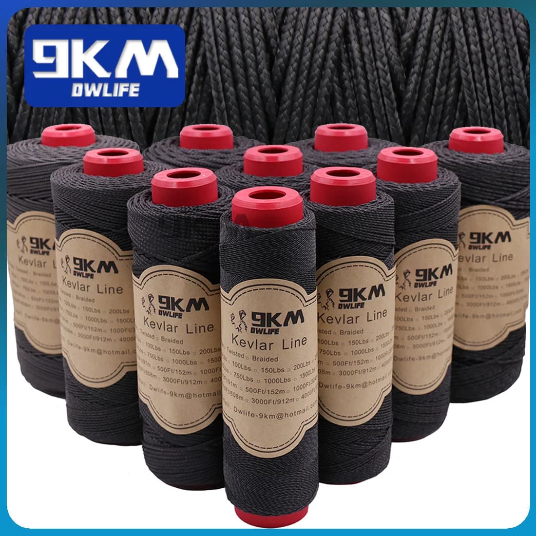Juoda pintas Kevlar žvejybinis pagalbinis virvas, 50–1500 lbs