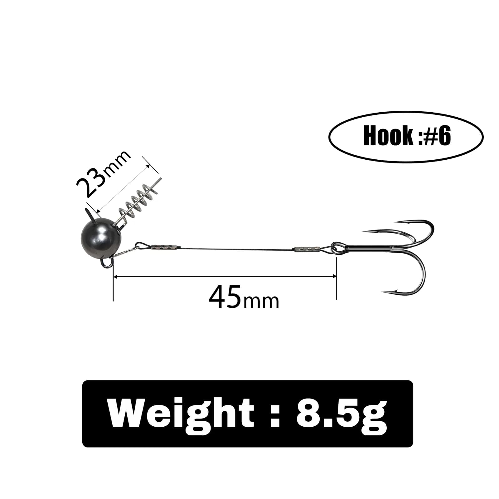 Screwball jig galvos lydekų „stinger“ rig'ai su tripletiniu kabliuku