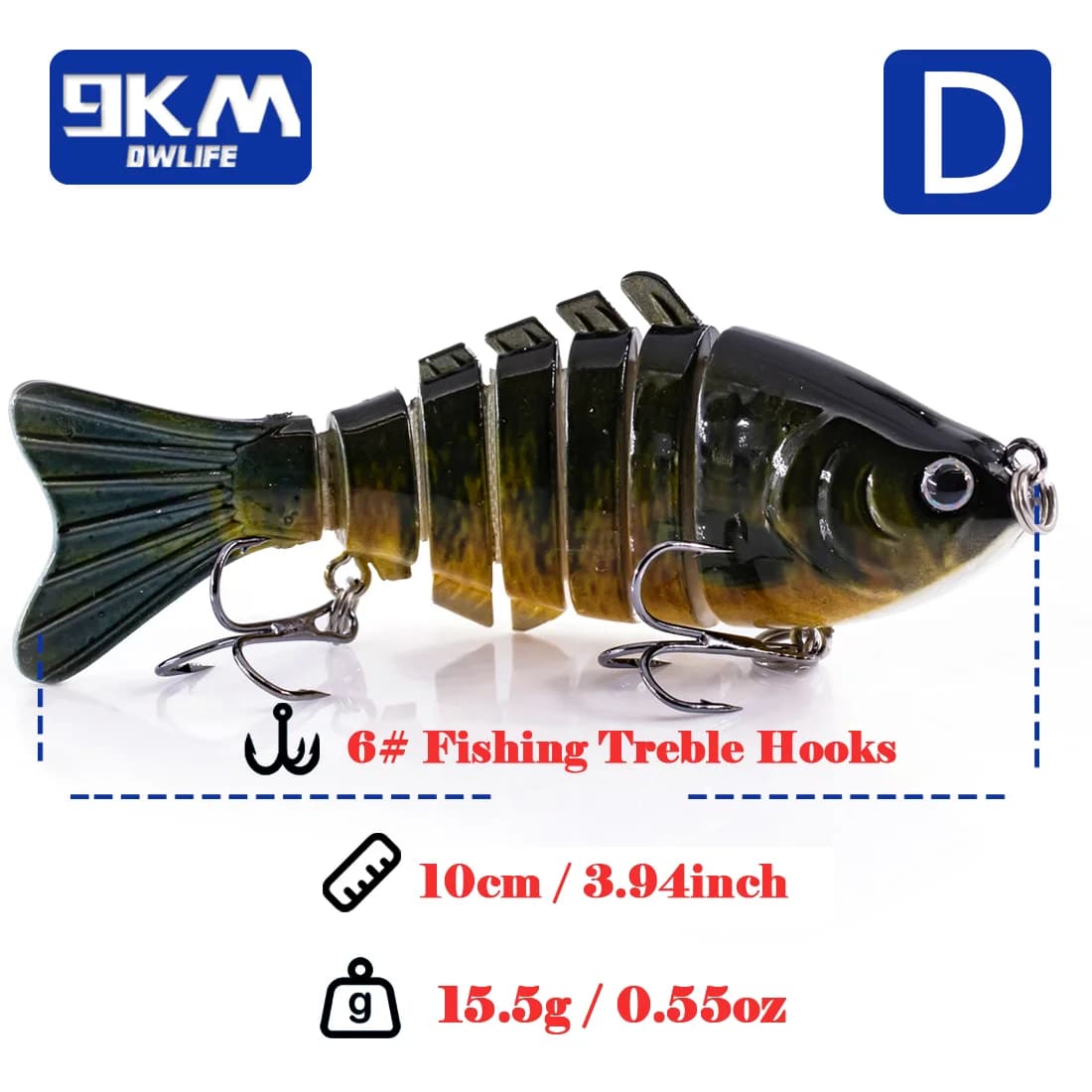 10 cm daugiasegmentė lėtai skęstanti swimbait masala