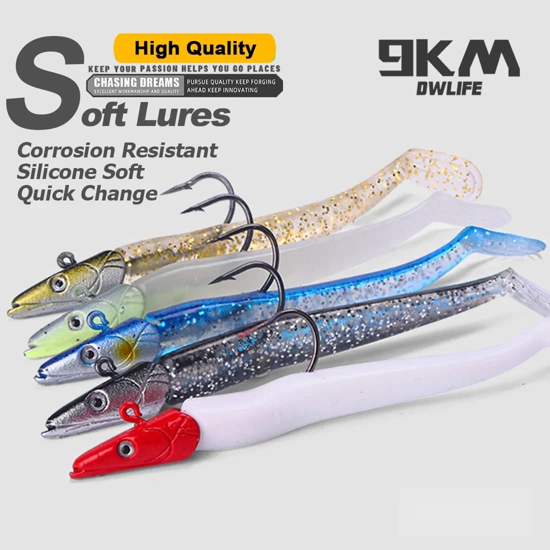 Minkštas dirbtinis masalas „Swimbait“ su galvu ir kabliuku, 1–5 vnt., 12,5 cm